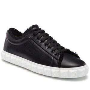 Stuart Weitzman Fringie Cover Story Sneakers Black Leather Size 6